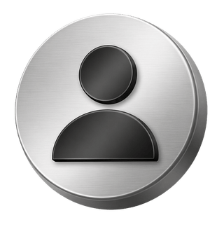 Pe pagina FAQ, o pictogramă decorativă 3D argintie cu avatar de utilizator